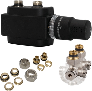 Onderblok Haaks 50mm mat zwart + koppeling 16x2-15mm DRL